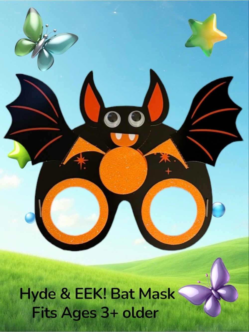 $2 Add-on | Halloween Hyde & EEK! Kids Orange Glitter Bat Mask